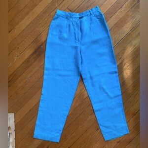 Talbots Linen High Waisted Pants, size 6, Teal Blue
